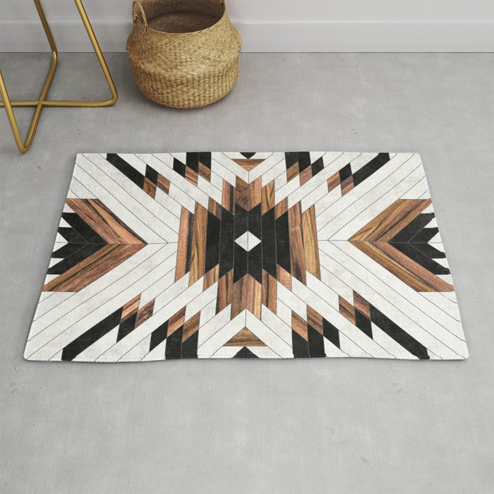 Urban Tribal Pattern No.5 - Aztec - Concrete and Wood Rug