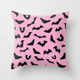 Pastel goth pink bats spooky Throw Pillow