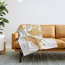 For God so loved the world, world map in gold Throw Blanket