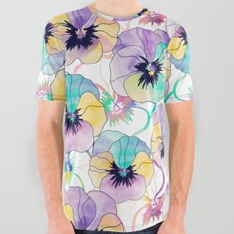 Floral pattern with pansies All Over Graphic Tee