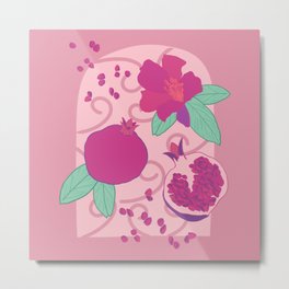 Pomegranate pink and green Metal Print