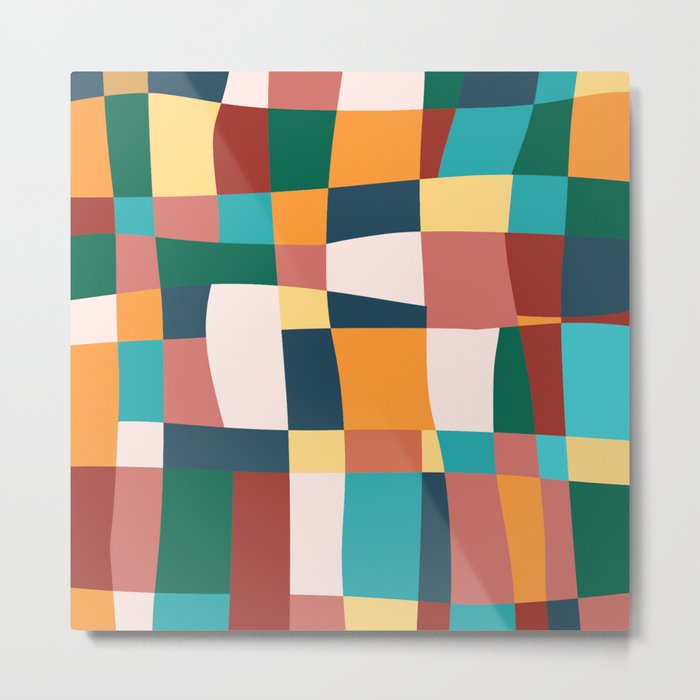 Colorful Geometric Checkered Prints Metal Print