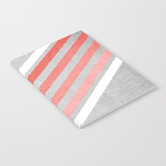Coral Gradient Chevron on Silver Grey Wood Notebook
