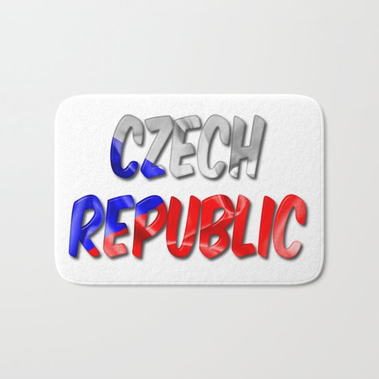 Czech Republic Word With Flag Texture Bath Mat