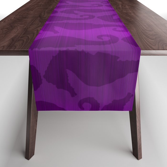 Purple Silk Metallic Seahorse Modern Collection Table Runner