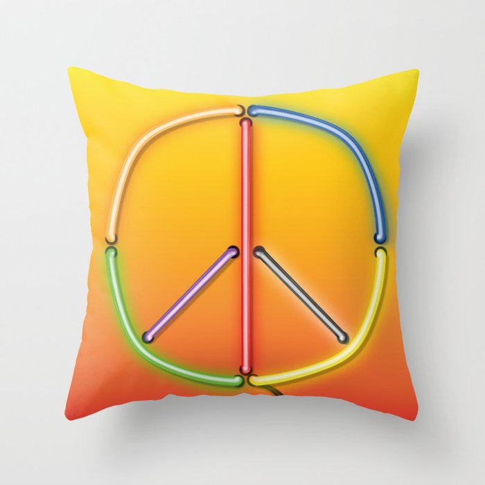 Peace Sign Neon Throw Pillow By Almanachmunich Society6