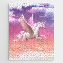 Flying unicorn at sunset Jigsaw Puzzle