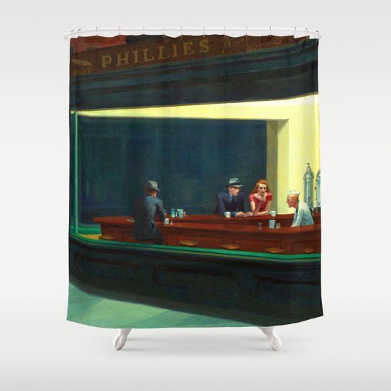 Nighthawks Painting Restored Edward Hopper Shower Curtain By