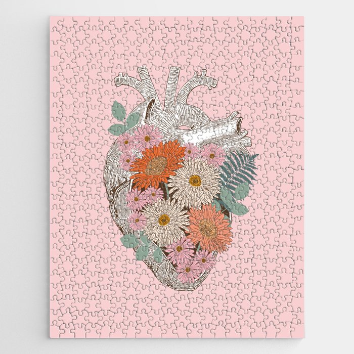 Vintage Floral Heart Jigsaw Puzzle