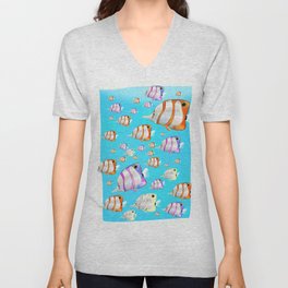 Tropical Fish V Neck T Shirt