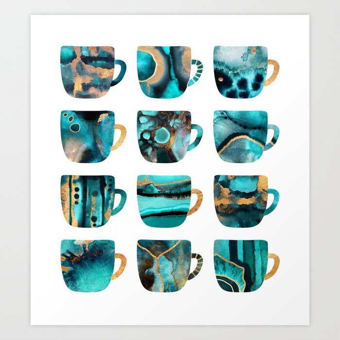 My Favorite Coffee Cups Art Print