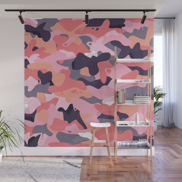 Pink Camouflage Wall Mural By Sylvaincombe Society6 Pink Camouflage Wall Mural