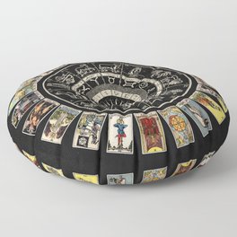 The Major Arcana & The Wheel of the Zodiac Floor Pillow