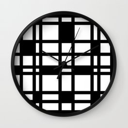Abstract Grid Pattern 734 Black and White Wall Clock