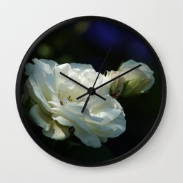 White Roses with hints of blue in the background STUNNING Photograph Wall Clock