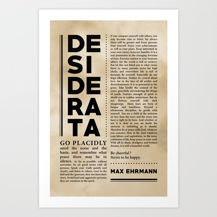 Desiderata by Max Ehrmann - Typography Print 30 Art Print