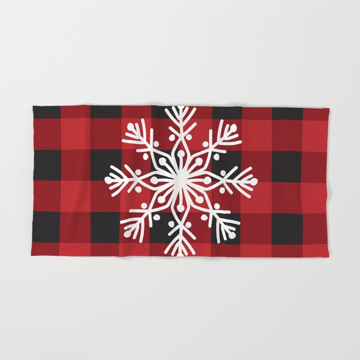 Buffalo Plaid Snowflake Merry Christmas Kitchen Towels Dish Towels, Black
