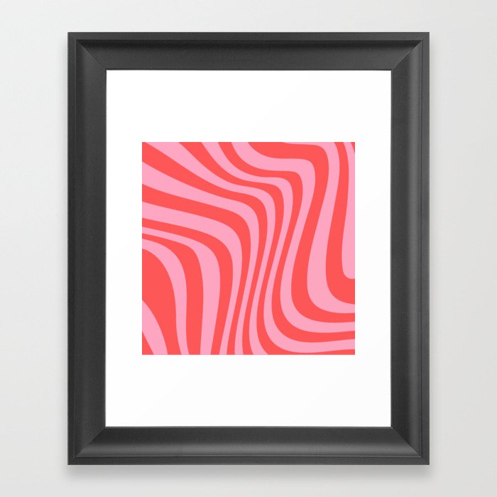 Wavy Organic Lines Abstract Pink Framed Art Print