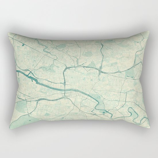Glasgow Map Blue Vintage Rectangular Pillow