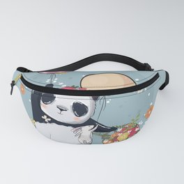 Little Panda with Balloons Illustration Fanny Pack