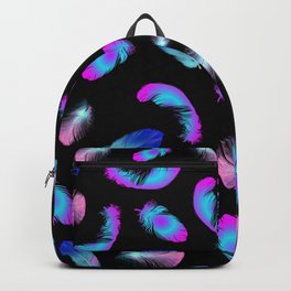 BLUE FEATHERS Backpack | Gradient, Colorful, Falling, Black, Pinkfeathers, Flying, Graphicdesign, Blue, Birds, Gradientfeathers 