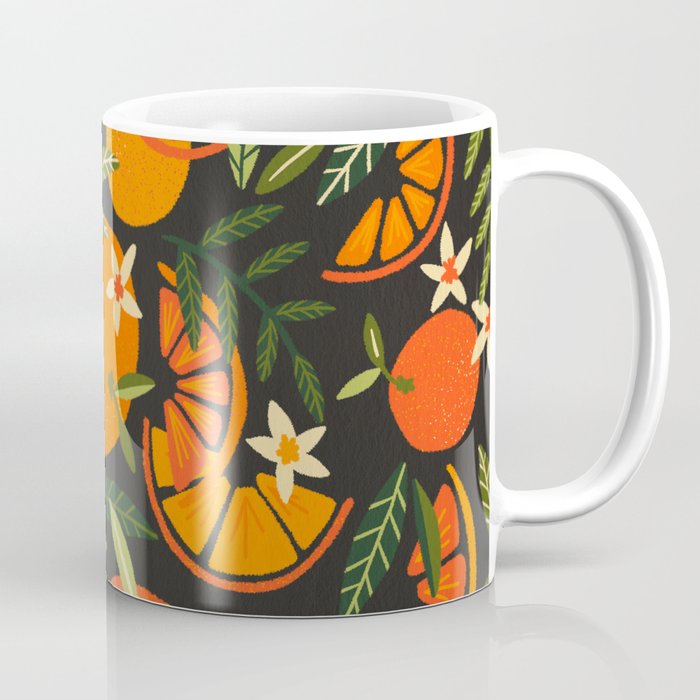 Orange Blooms – Charcoal Coffee Mug