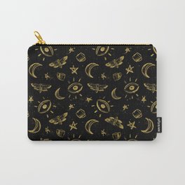Midnight Coffee Carry-All Pouch | Magic, Pattern, Space, Vintage, Halloween, Digital, Drawing, Night, Moon, Stars 