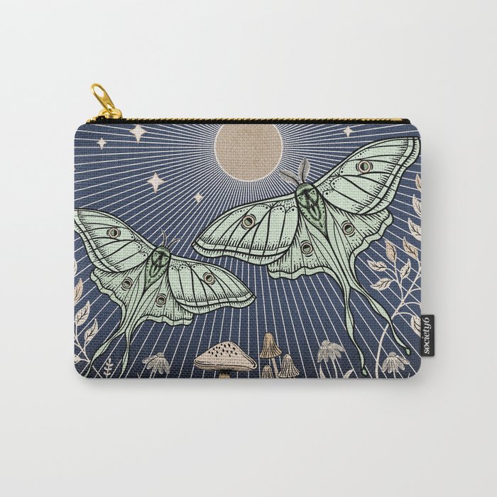 Luna Moths with moon and mushrooms - art and 2022 Lunar calendar (Northern Hemisphere) Carry-All Pouch