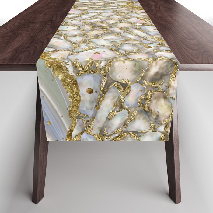 Mother of pearl and gold Abstract Table Runner