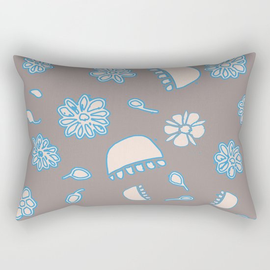 Flower border blue Rectangular Pillow