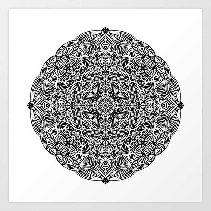 Black and White Mandala Pattern 012 Art Print