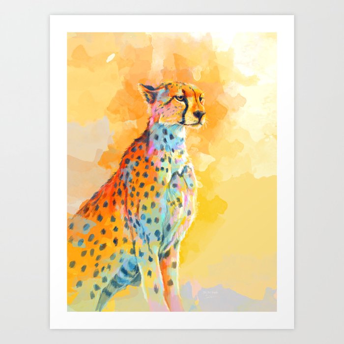 Wild Grace - Cheetah digital painting Art Print