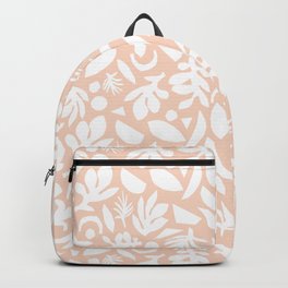 Subtle Tropical Leaves White On Pink Backpack