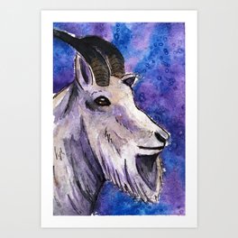 Animal Portrait Mountain Goat Watercolour Art Print