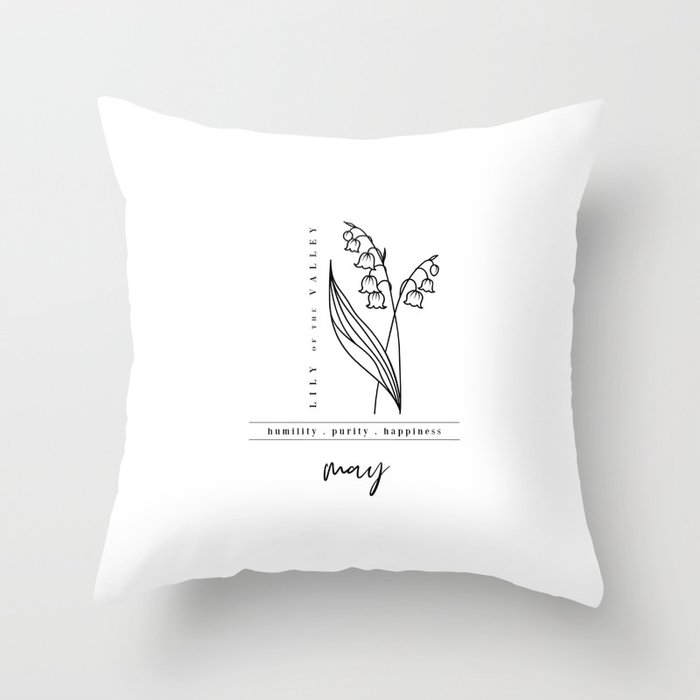 May Birth Flower | Lily Of The Valley Throw Pillow