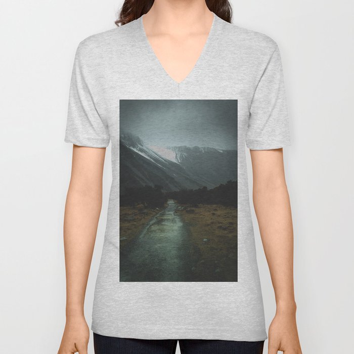 Hiking Around the Mountains & Valleys of New Zealand V Neck T Shirt