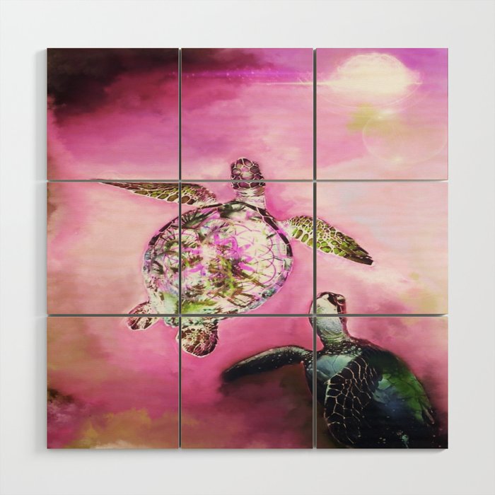 turtle spirit In pink by Kimmera Pixie Wood Wall Art