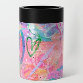 Girly Graffiti with Hearts and Doodles Can Cooler