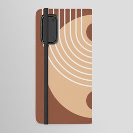 Geometric Lines and Shapes 19 in Terracotta and Beige Android Wallet Case