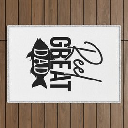 Reel Great Dad Funny Cute Fishing Hobby Quote Outdoor Rug
