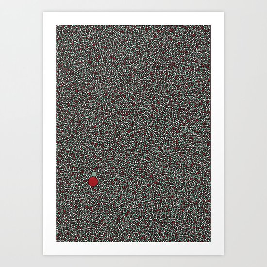 Blue w/Red Accent Dot Color Design Art Print