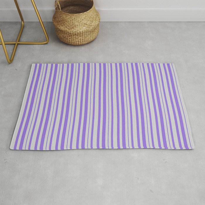 Light Gray & Purple Colored Lines Pattern Rug