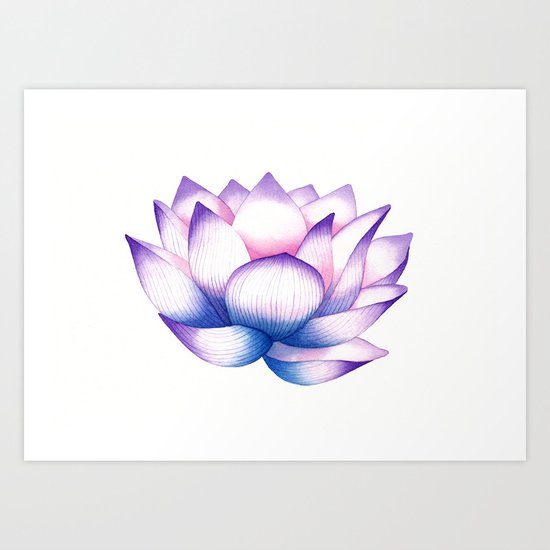 Watercolour Lotus Art Print