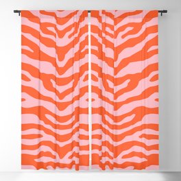 Zebra Wild Animal Print Orange and Pink Blackout Curtain