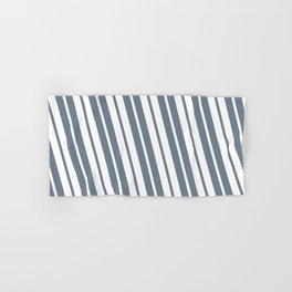 [ Thumbnail: Slate Gray & White Colored Lines/Stripes Pattern Hand & Bath Towel ]