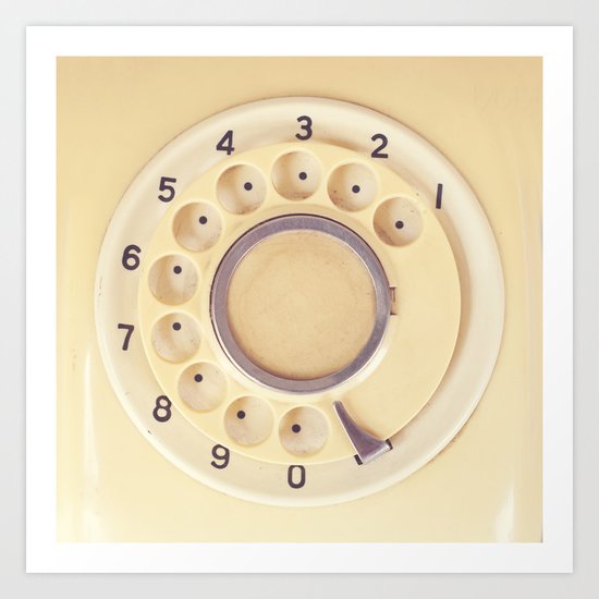 Yellow Retro Telephone Art Print