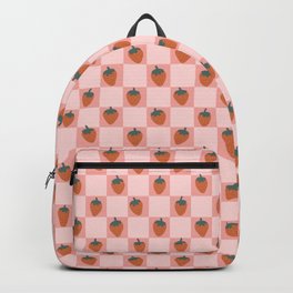 Strawberry Checks Retro Checkered Strawberries Pattern Backpack