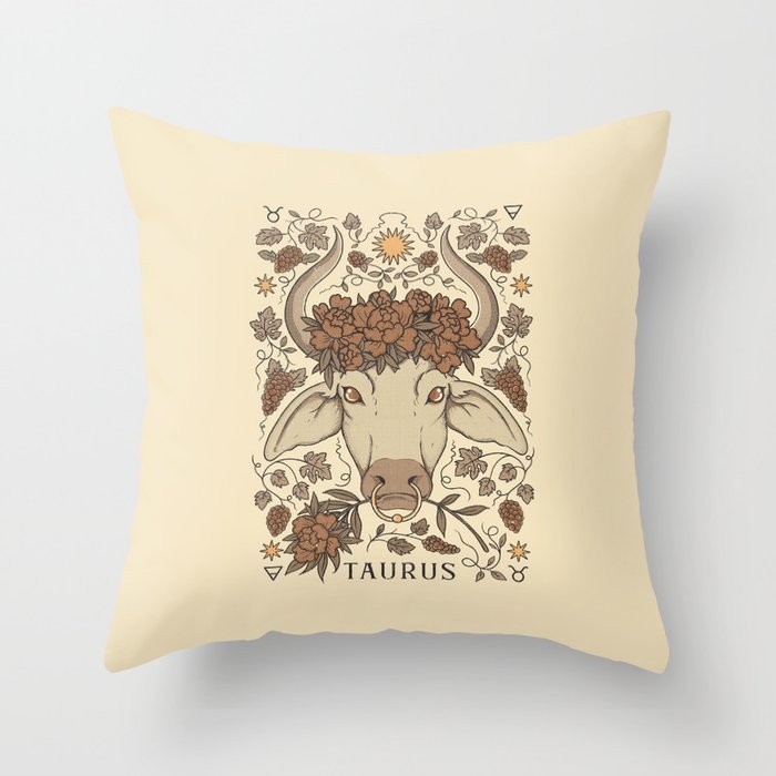 Taurus, The Bull Throw Pillow