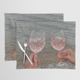 Wine Glass Glitter Sunset Drinks  Placemat