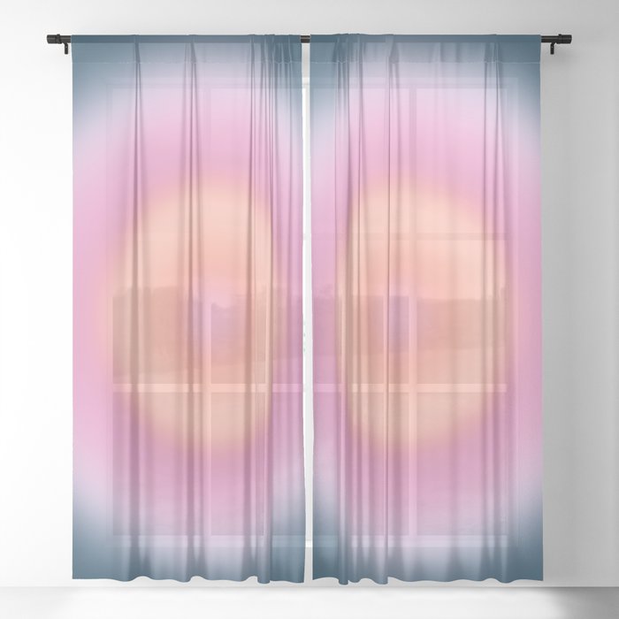 Magical Night | 01 - Gradient Print, Aura Art, Dark Blue And Pink Gradient Sheer Curtain